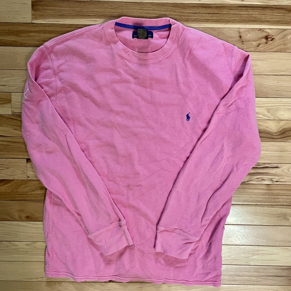Never worn pink thermal polo shirt.